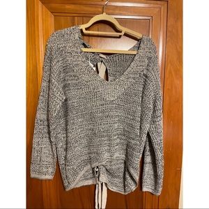Tie up open back sweater